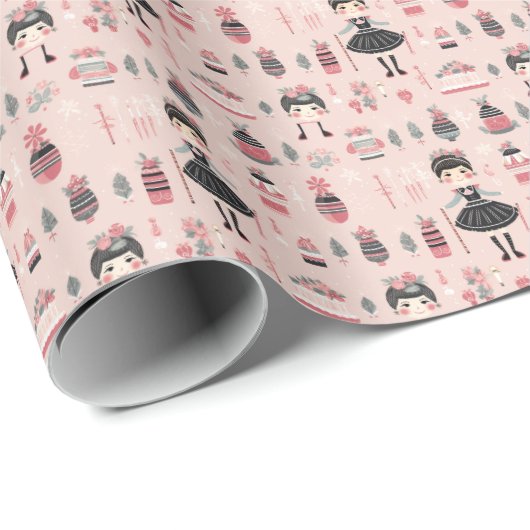 Classic Nutcracker Ballet Clara, Black Tutu, Pink Geschenkpapier (Rolleneckpunkt)