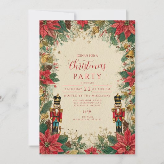 Classic Nutcracker Red and Gold Einladung (Vorderseite)