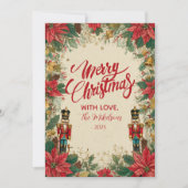 Classic Nutcracker Red and Gold Feiertagskarte (Vorderseite)