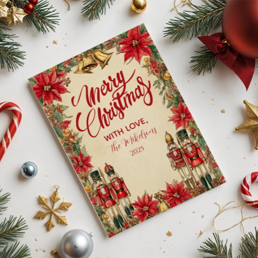 Classic Nutcracker Red and Gold Feiertagskarte