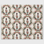 Classic Nutcracker Wreath Red Green Geschenkpapier (Flach)