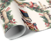 Classic Nutcracker Wreath Red Green Geschenkpapier (Rolleneckpunkt)