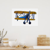 Classic old biplane with tricycle gear poster (Küche)