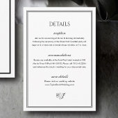 Classic Old Money Black and White Wedding Details Begleitkarte