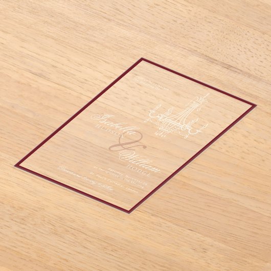 Classic Old Money Deep Red Retro Timeless Wedding Acryleinladungen (Ablage )