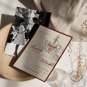 Classic Old Money Deep Red Retro Timeless Wedding Einladung