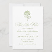 Classic Olive Green Hydrangea Wedding Save The Date (Vorderseite)