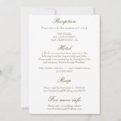 Classic Olive Green Old Money All In One Wedding Einladung (Rückseite)