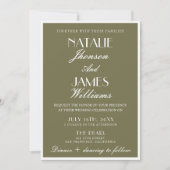 Classic Olive Green Old Money QR Code Wedding  Einladung (Vorderseite)