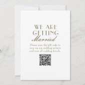 Classic Olive Green Old Money QR Code Wedding  Einladung (Rückseite)
