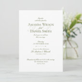 Classic Olive Wedding Invitation Einladung (Stehend Vorderseite)