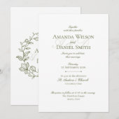 Classic Olive Wedding Invitation Einladung (Vorne/Hinten)
