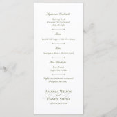 Classic Olive Wedding Menu Menükarte (Rückseite)