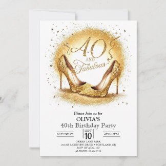 Classic Online Digital Gold 40. Geburtstag Einladung