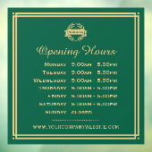 Classic Opening Hours Business Logo Green Gold Fensteraufkleber (Blatt 3)