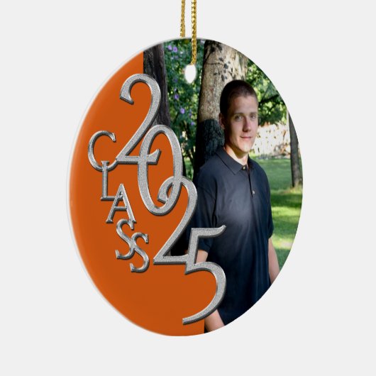 Classic Orange 2025 Graduate Foto Keramik Ornament (Rechts)