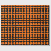 Classic Orange and Black Halloween Argyle Geschenkpapier (Flach)