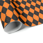 Classic Orange and Black Halloween Argyle Geschenkpapier (Rolleneckpunkt)