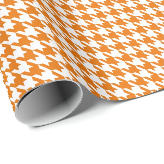 Classic Orange and White Houndstooth Pattern Geschenkpapier (Rolleneckpunkt)