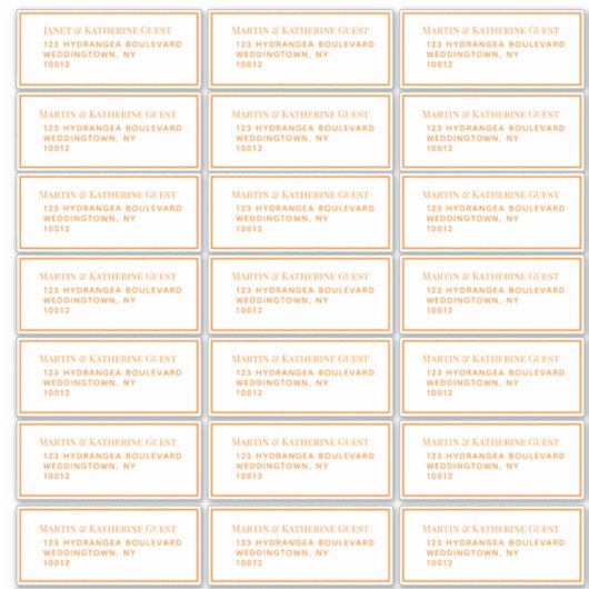 Classic Orange Guest Mailing Labels 21 pro Blatt (Vorderseite)