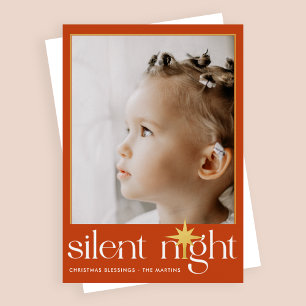 Classic Orange Stille Nacht Weihnachts-Star-Foto Folien Feiertagskarte