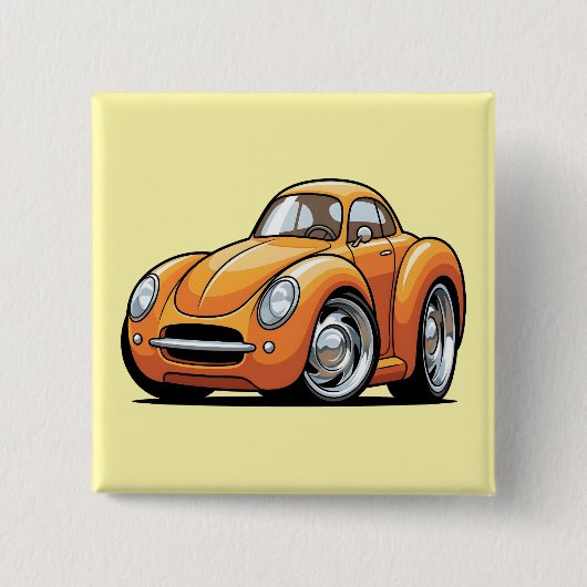 Classic Orange Toon Car Button (Vorderseite)