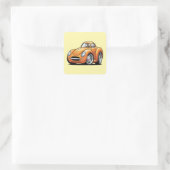 Classic Orange Toon Car Quadratischer Aufkleber (Tasche)
