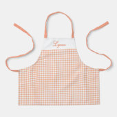 Classic Orange & White Gingham | Personalized Name Schürze (Vorderseite)