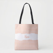 Classic Orange & White Gingham | Personalized Name Tasche (Vorderseite)