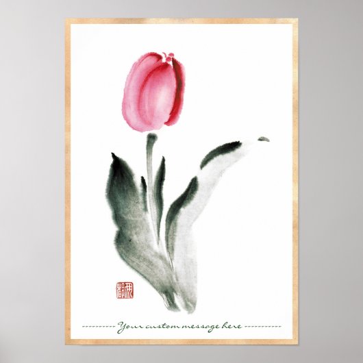 Classic oriental chinese sumi-e ink flower tulip poster (Vorne)