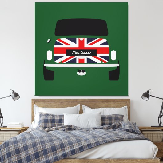 Classic Original Union Jack Austin Mini Cooper Leinwanddruck (Insitu (Schlafzimmer))