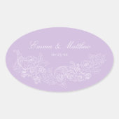 Classic Ornament Pastel Purple Wedding Crest Ovaler Aufkleber (Vorderseite)