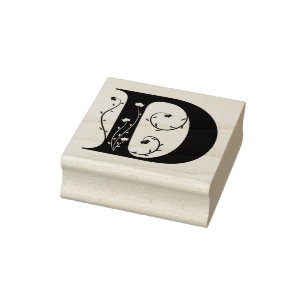 Classic Ornamental Letter D Floral Monogramm Gummistempel