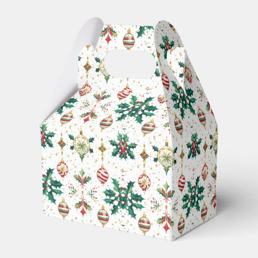 Classic Ornaments & Holly Christmas Pattern Geschenkschachtel (Rückseite)