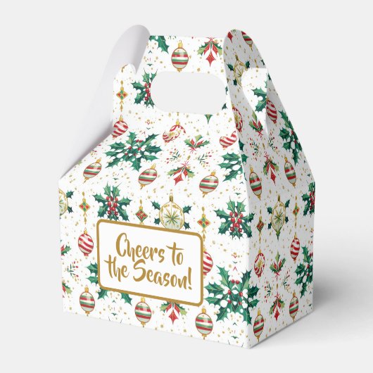 Classic Ornaments & Holly Christmas Pattern Geschenkschachtel (Vorderseite)
