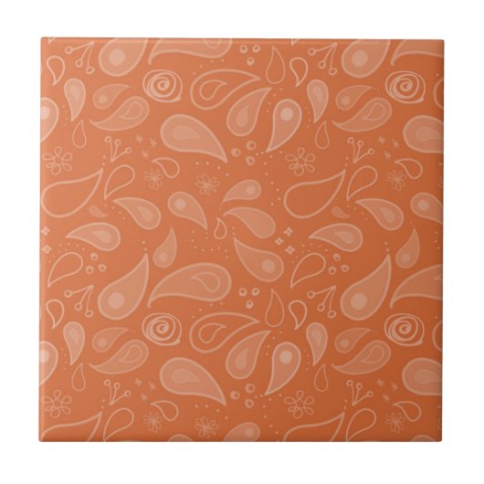 Classic Ornate Orange Paisley Pattern Fliese (Vorderseite)