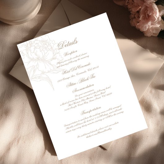 Classic Outline Floral Details Enclosure Card Begleitkarte