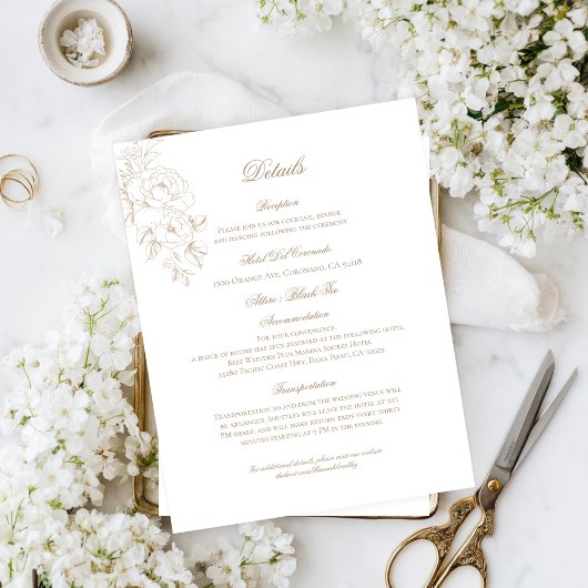 Classic Outline Floral Details Enclosure Card Begleitkarte