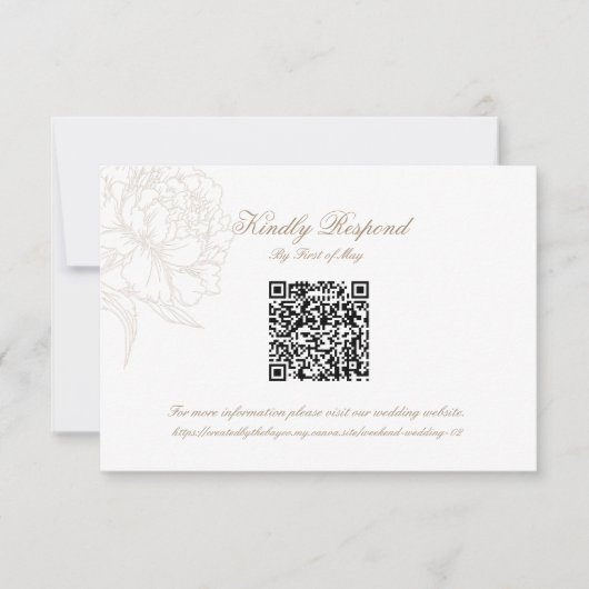 Classic Outline Floral QR code RSVP Respond Card (Vorderseite)