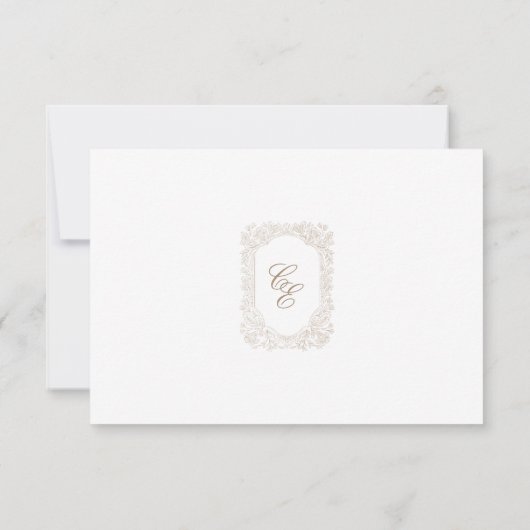 Classic Outline Floral QR code RSVP Respond Card (Rückseite)