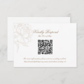 Classic Outline Floral QR code RSVP Respond Card (Vorne/Hinten)