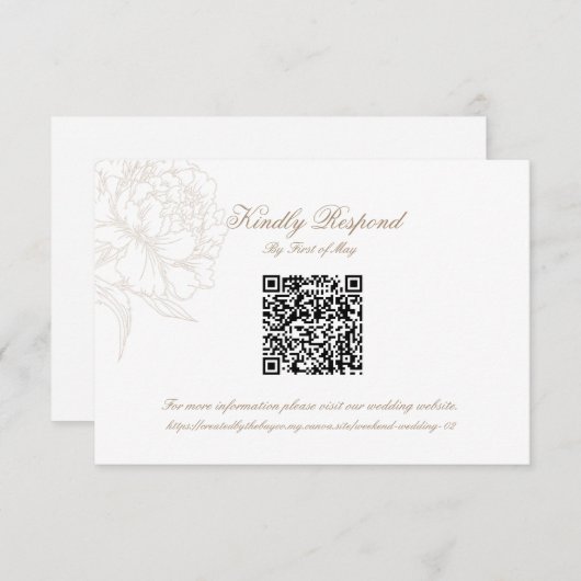 Classic Outline Floral QR code RSVP Respond Card (Vorne/Hinten)