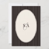 Classic Oval Black Ivory Striped Old Money Wedding Einladung (Vorderseite)