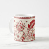 Classic Paisley Garden Motif - Red & Beige Decorat Kaffeetasse (Vorderseite Links)