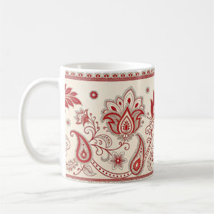 Classic Paisley Garden Motif - Red & Beige Decorat Kaffeetasse