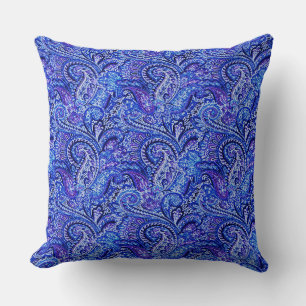 Classic Paisley Vibrant Blue Throw Kissen
