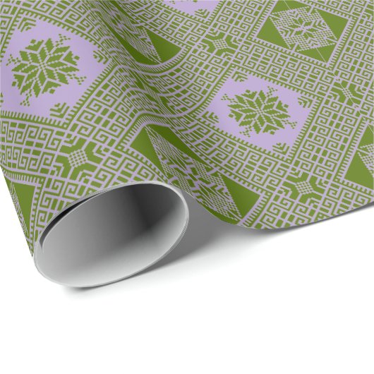 Classic Palestinian Tatreez Print Wrapping Paper Geschenkpapier (Rolleneckpunkt)