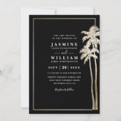 Classic Palm Trees Elegant Modern QR Code Wedding Einladung (Vorderseite)