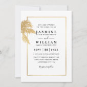 Classic Palms Trees Elegant Modern QR Code Wedding Einladung (Vorderseite)