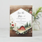 Classic Pampas Grass Barnyard Wedding Save The Date (Stehend Vorderseite)